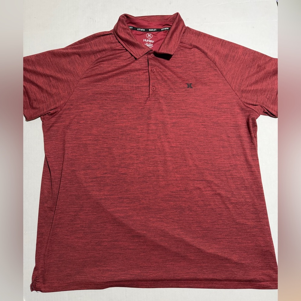hurley sk8 moisture wicking golf polo three button red shirt,‎ men's xxl